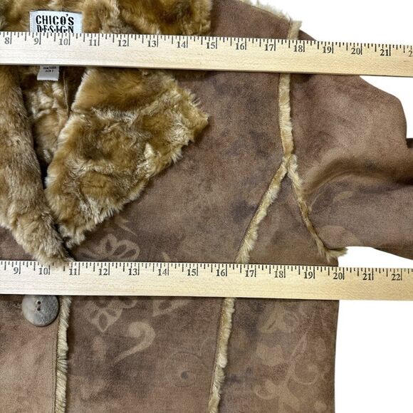 Chico's Faux Fur Coat Sz Small / US 4 Soft Cozy Boho Southwest - Picture 15 of 16